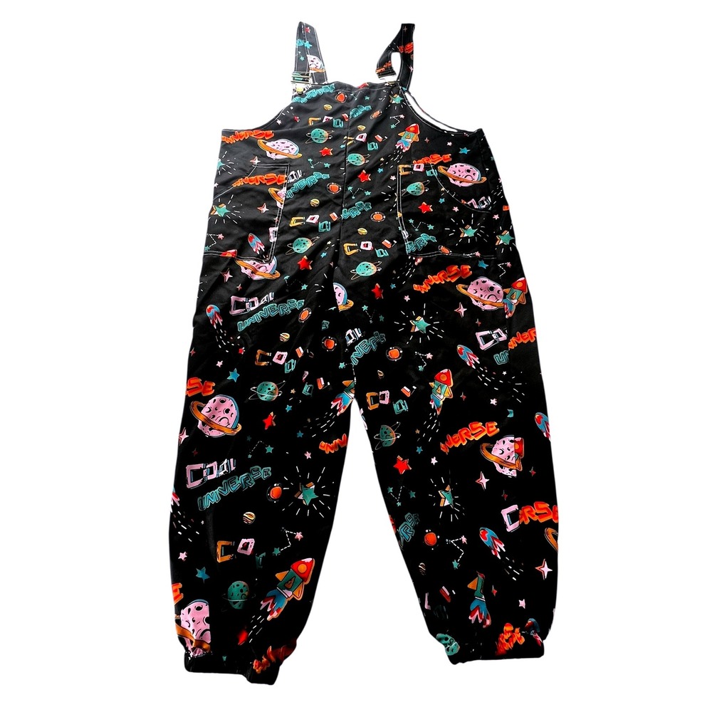 Shein Women's Space All Over Print Overalls Plus Size 3XL Astronaut Party